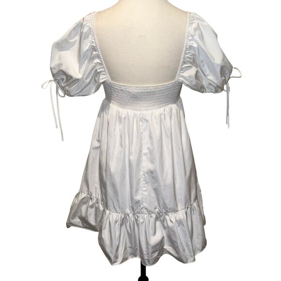 Amanda Uprichard Sicily Ruched Smocked Fit and Flare Mini Dress White Size M - Picture 2 of 16